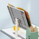 HOMCOM Kids Desk and Chair Set Adjustable Height Study Table Set w/ Drawer, Book Stand, Pen Slot - Grey image 1