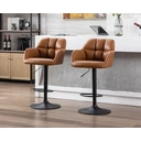 Ensemble de 2 tabourets de bar en cuir PU pivotant pour cuisine et petit-déjeuner, tabouret de comptoir moderne réglable (marron) image 6