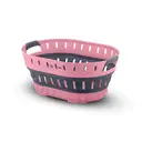 Swan x Lynsey Oval Collapsible Laundry Basket With Soft Grip Handles, 60Litre, Pink And Grey image 1