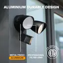 LUTEC 23.5W PIR LED Security Floodlight with Sensor, 1700LM Twin Head Outdoor Light for Patio, Garden, Yard, Black 4000K image 4