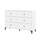 Galano Emory - Commode à 6 tiroirs - 119 x 35,3 x 80,8 cm - Mobilier de chambre - Blanc image 0