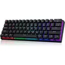 ET 60% kabelgebundene mechanische Gaming-Tastatur, QWERTY US-Layout, blaue Schalter, LED-Beleuchtung, 61 Tasten, ultra-kompakte Mini-Bürotastatur für PC/Mac/Xbox, leicht transportabel für Reisen – Schwarz image 1