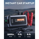 BUTURE Beta08 3000A Car Emergency Starter – A 3-in-1 portable car battery starter suitable for 12V vehicles (gasoline displacement up to 9.0L / diesel displacement up to 8.5L), 16800mAh power bank, 4-mode wide-angle LED light, ideal for outdoor travel and camping image 1