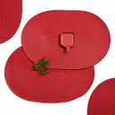 White Label  PP Placemats Set of 6 for Dining Table，PP oval placemat BL red，Washable Woven Vinyl Non-Slip 18x12 inches Placemat Heat-Resistant Durable Table Mats for Dining Table Easy to Clean image 4