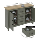 Galano Buffet 2 portes 3 tiroirs Galano Limestone - L 119 x l 39.5 x H 76.6cm, Pour salon - Couleur Vert Foncé image 4