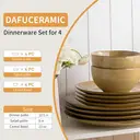 Dafuceramic Plates and Bowls Sets, 12 Pieces Modern Stoneware Dinnerware Set for 4 Kitchen Dinner Set Ceramic Dishware Dishes Set Microwave and Dishwasher Safe (Maize Yellow) image 1