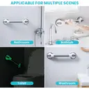 TAILI Shower Grab Bar Glow in The Dark, 2 Pack 16.8 in Grab Bars for Bathtubs and Showers,Shower Handles Shower Rails for Seniors and Elderly,Bathroom Safety Grip Removable No Drilling Waterproof Grey image 7