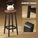 HOMCOM Bar Stools Set of 2, Industrial Breakfast Bar Stools with Footrest, Round Barstools, for Kitchen, Dining Room, Living Room, Brown image 4