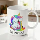 Alphynix 1 Mug blanc 33cl avec citation impertinente "BEURK, LES GENS" & licorne crachant un arc-en-ciel, cadeau de Noël ou Thanksgiving drôle contrasté,Le cadeau de la saint-valentin, cadeau d’anniversaire image 1