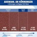 WORKPRO Pack of 100 Sandpaper Triangle Sanders, Velcro Sanding Sheets Delta 105 x 152 mm Set for Multi Sanders, Triangle Sanders, Grit 40, 80, 120, 180 for Sanding, Polishing, Paint Removal of Wood image 2