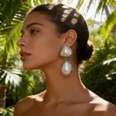 Boucles d'oreilles pendantes VoxorAI argentées, inspirées de Chanel, en forme de larme française et perles, puces d'oreilles, pour toutes les saisons image 5