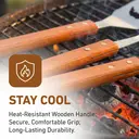 Huacan Stainless steel barbecue tool set, wooden handle fork shovel clip combination set, 3-piece set image 3