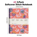 Jubiluu Lot de 3 carnets A5 à couverture souple 50 feuilles avec papier 80 g - Floraison orange image 3