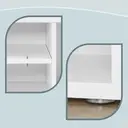 Ochama x SONGMICS Storage Bench with Cushion, Shoe Bench with Padded Seat, Entryway Bench with 3 Compartments, Hidden Storage, Shelves, White image 5