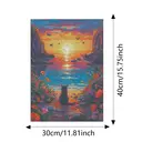 JU7CER Kit de broderie diamant 5D Chat noir et coucher de soleil - 30 x 40 cm image 1