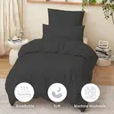 LeBonsoir Dark Gray Duvet Cover Set，135x200cm/50x75cmx1 Soft Double Brushed Bedding Set， with Zip， 2 Pieces， Includes 1 Duvet Cover & 1 Pillowcase， NO Comforter image 3