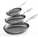 COOKER KING Stainless Steel Pans Set of 3 (8+10+12 Inch), Nonstick Frying Pans, Induction Pan Set, Chef's Pan, Skillets Dishwasher & Oven Safe, Stay-Cool Handles, Compatible with All Cooktops image 0