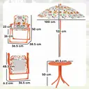 AIYAPLAY Kids Patio Set, Children Table and Chair Set, Outdoor Picnic Table with 2 Folding Chairs and Umbrella for 2-5 Years Boys Girls, Orange image 6