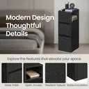 Ochama Set of 2 Narrow Side Tables, Slim End Table with 2 Drawers, 1 Open Compartment, for Living Room, Bedroom, Black image 6