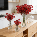 Yuejia  4Pcs 13.77in/35cmArtificial Billy Ball Flower Man Fake Plants Living Room Decoration Ornaments Desktop Fake Flowers(red) image 2
