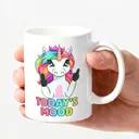 Alphynix 1pc, Funny Unicorn Today's Mood Mug, porcelain mug, coffee mug image 2