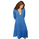 Robe longue superposée pour femme avec col chemise Bleu Taille S image 0