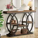 Tribesigns 100cm
Console Table, Industrial 4-Tier Sofa Table Entryway Table with Storage Shelves, Narrow Wood Accent Tables with Metal Frame for Small Spaces, Hallway, Foyer, Rustic Brown image 1