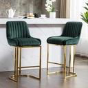 chairus Bar Stools Set of 2 Velvet Counter Chairs with Backrest Breakfast Bar Stools for Kitchen image 1