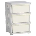 HOMCOM 3 Drawers Plastic Storage Units, 3 Tier Kids Storage Units, Children Toy Chest for Nursery, Playroom, Bedroom, Cream image 0