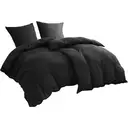 Bedsure Parure de lit 100 % polyester noir - 2 housses 135 x 200 cm et 2 taies 80 x 80 cm image 3