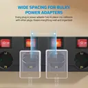 Dewenwils stekkerdoos met 6 stopcontacten, 2 USB-poorten, individueel geschakeld, brede afstand tussen stopcontacten en 90°-ontwerp, overbelastingsbeveiliging en kinderbeveiliging, 3680 W/16 A, 5 m kabel, zwart image 5