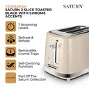 Tower T20083MSH Saturn 2-Slice Toaster with 7 Browning Levels, Defrost/Reheat/Cancel, Latte Beige image 1