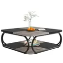 Tribesigns Square Coffee Table for Living Room, 100 x 100 x 50 cm, Living Room Table, Wood, Industrial Coffee Table for Living Room, Black Rustic Grey image 1