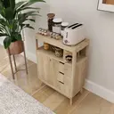 HOMCOM Sideboard, Fluted Modern Storage Cabinet with Single Door, Drawers and Adjustable Shelf for Living Room, Kitchen, Dining Room, Bathroom, Bedroom, Nature Wood Finish image 8