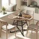 HOMCOM Dining Table for 4 People, 100 cm Round Industrial Kitchen Table with Storage Shelf, Wood Effect Tabletop, Metal Base for Kitchen, Dining Room, Living Room, Rustic Brown image 8