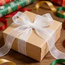 JU7CER 2-piece Princess Snow Tulle Fishtail Ribbon Set [White] 2.5cm x 18m Floral Silk Bow-Tie Wavy Tulle Plain Silk Ribbon Floral Gift Wrapping Material image 0