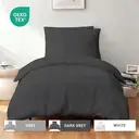 LeBonsoir Parure de lit brossée avec 1 housse de couette 155 x 220 cm et 2 taies d’oreiller 80 x 80 cm, avec fermeture éclair - Gris foncé image 0