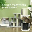 PawHut Arbre à chat, tour à griffer, avec plates-formes en peluche à 3 niveaux, 2 balles de jeu, poteaux à griffer en sisal, hauteur de 50 cm, pour chat de moins de 5 kg, gris clair image 1