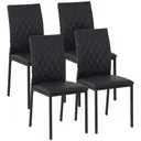 HOMCOM Dining Chairs Set of 4, PU Leather Upholstered Accent Chairs with Metal Legs for Kitchen, Black image 0