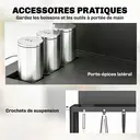 Outsunny Chariot de Barbecue en Acier 100x46x110cm avec Pare-vent - Desserte de Jardin 3 Niveaux Mobile avec Rideau Oxford - Station de Cuisson pour Plancha et Four à Pizza avec Rangement, Noir image 1