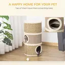 PawHut Cat Scratching Barrel Kitten Tree Tower for Indoor Cats Pet Furniture Climbing Frame Covered with Sisal and Seaweed Rope Cozy Platform Soft Plush image 4