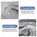Meeallhome  Satin  Duvet Cover Set 230*220cm/50*75cm*2  Gray image 4
