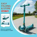 Neuleb 3 Wheel Foldable Kids Scooter with Light Up Wheels, Adjustable Height Handlebar, Lean-to-Steer, Anti-Slip Deck, Toddler Ride On Toy for Boys & Girls Ages 3-10, Green image 4