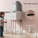 HOMCOM Modern Dressing Table with Arched Mirror, Makeup Table with 3 Drawers, Compact Vanity Desk for Bedroom, Small Spaces, 60 x 42.5 x 131 cm, White image 6