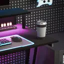 HOMCOM Gaming Desk with LED Lights and Power Outlets, 100 x 60cm Z Shaped Computer Desk with Monitor Stand and Steel Frame, PC Gaming Table for Home Office, Black image 8