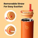 Bottle Bottle Stainless Steel Water Bottle 700ml with Straw and Lid, Sports Insulated Metal Water Bottle with Handle (Orange) image 1