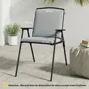 Outsunny Lot de 2 coussins de chaise de jardin, galettes de chaise 50 x 50 cm, mousse haute densité, antidérapants, lavables, pour mobilier extérieur, chaise, 50x50 cm, gris image 2