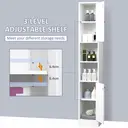 kleankin Tall Bathroom Storage Cabinet with Mirror, Freestanding Floor Cabinet Tallboy Unit with Adjustable Shelves, White image 7