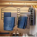 Essentials by Premier Set of 2 Grey Plastic Multi-Tier Trouser Hangers,Garment Organisers,Cloth Hanging Hanger For Wardrobe image 1