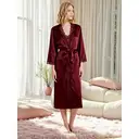 long-sleeved brick red silk-like bathrobe  M image 2
